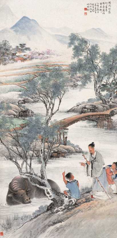 吴青霞 乙亥（1935年）作 唐人诗意图 镜心